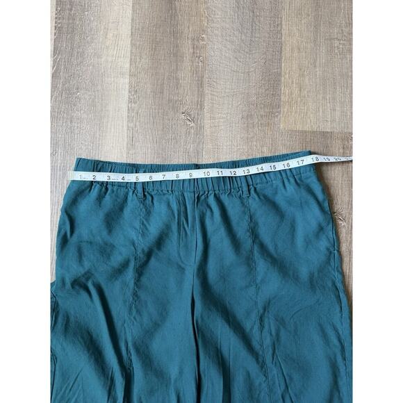 J Jill Linen Wide Leg Crop Pants Women’s Green Teal Color Linen Blend Size Large - Picture 3 of 9